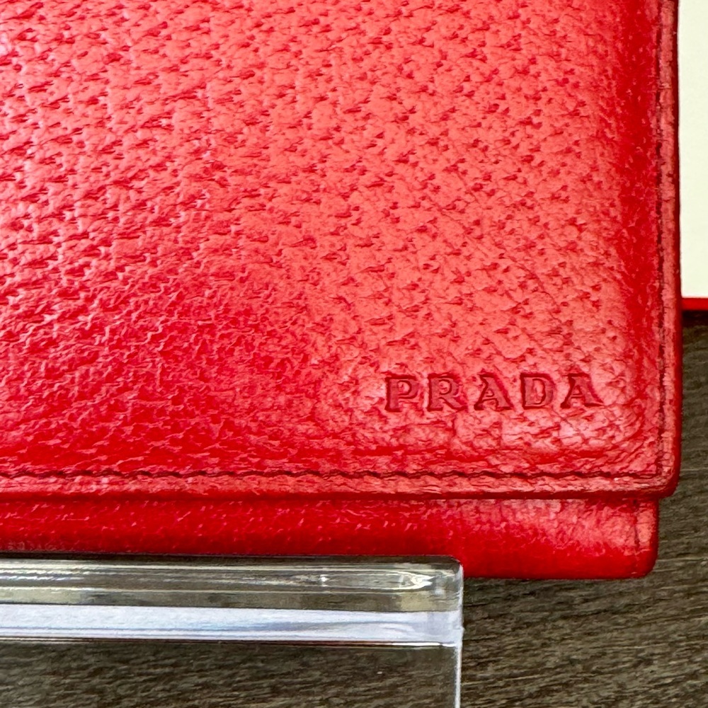 Red Leather Prada Flap Continental Wallet - Picture 3 of 11